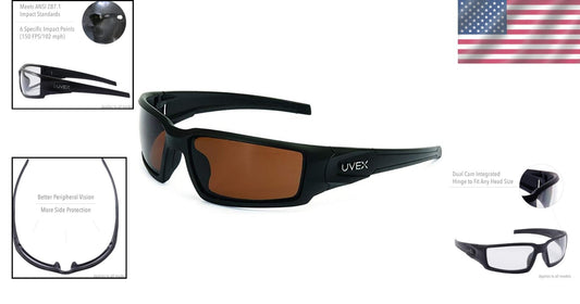 Lightweight Honeywell Hypershock Safety Glasses with Espresso Polarized Lens