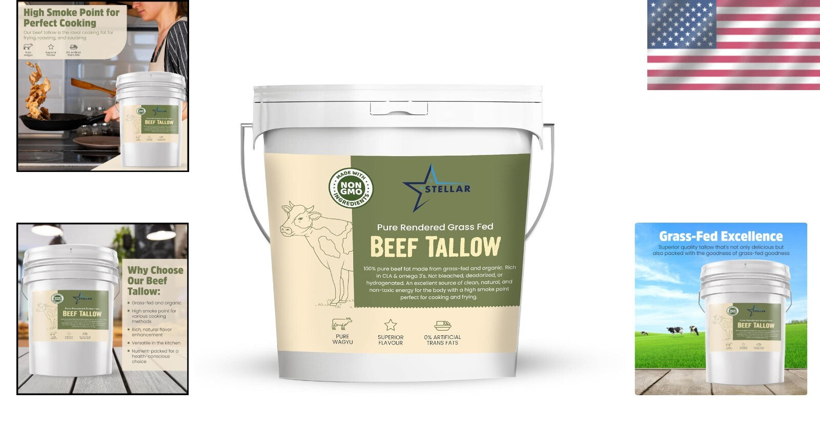 Authentic Beef Tallow - Pure Cooking Fat with High Smoke Point & Rich Taste