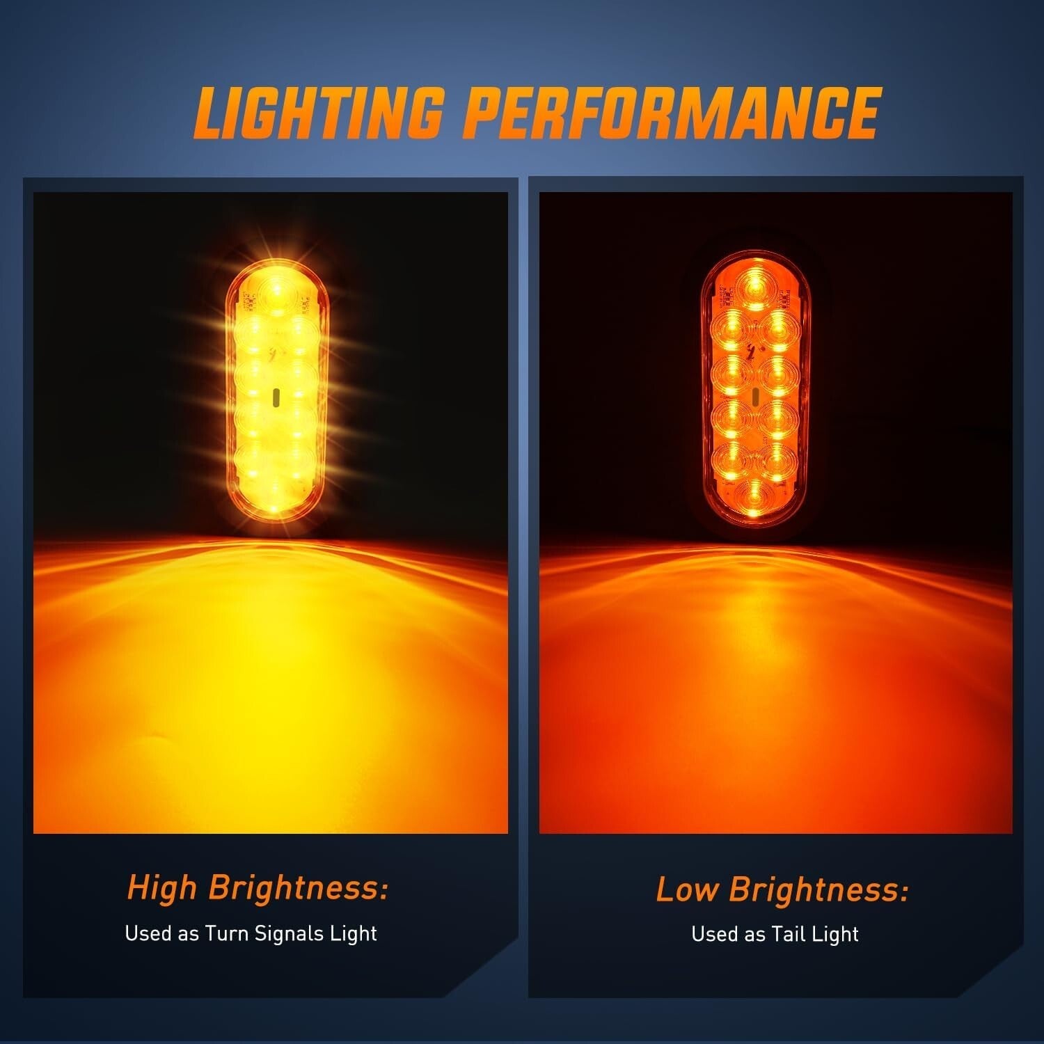 6 LED Trailer Tail Light Set - IP67 Waterproof with Red, Amber & White Lights