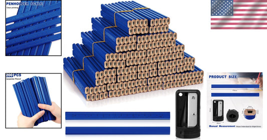 Professional Woodworking Pencils & Sharpeners Set - 200 Pcs for Accurate Marking