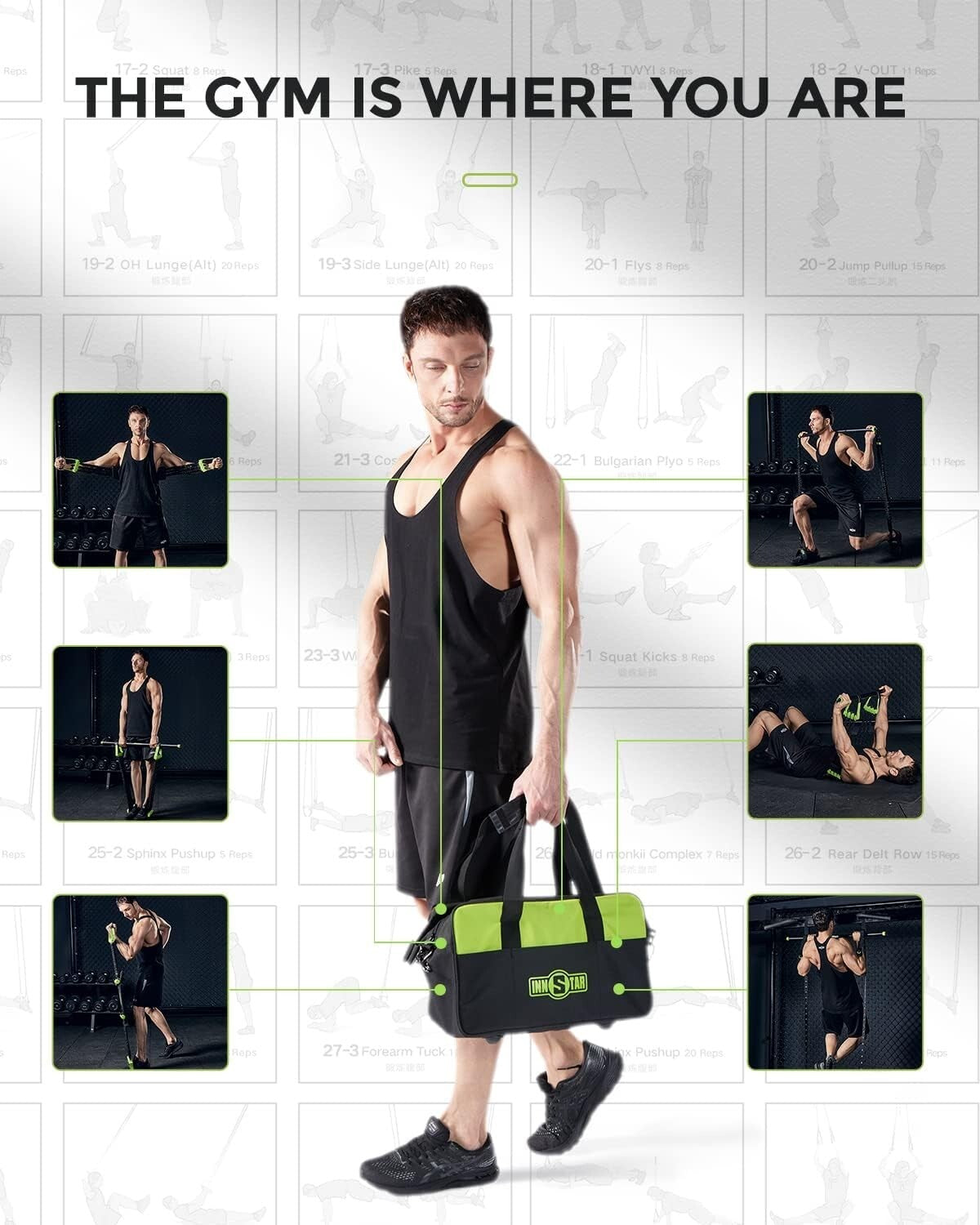 5-Piece Resistance Bands Home Gym Set with Adjustable Handles & Workout Bar