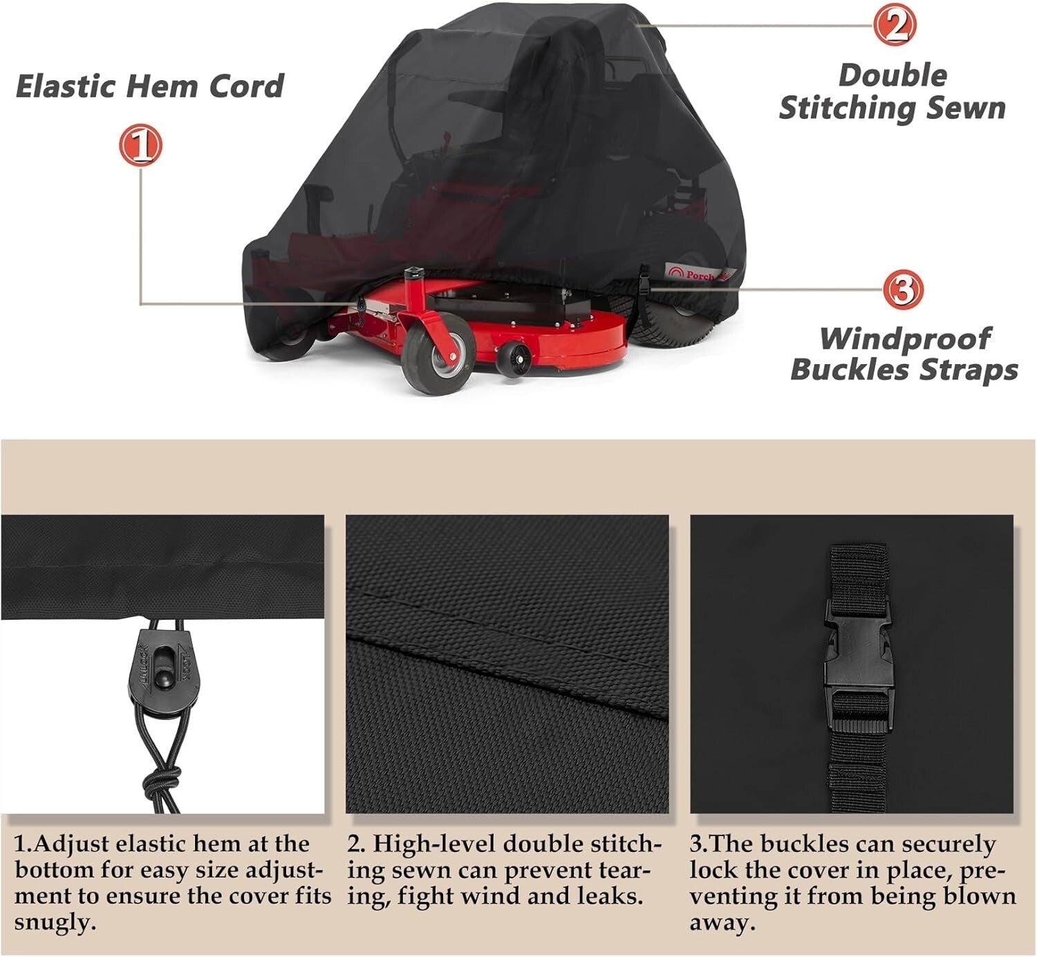 Durable Zero Turn Mower Cover - Waterproof & Air Vents for 54" Lawn Tractors