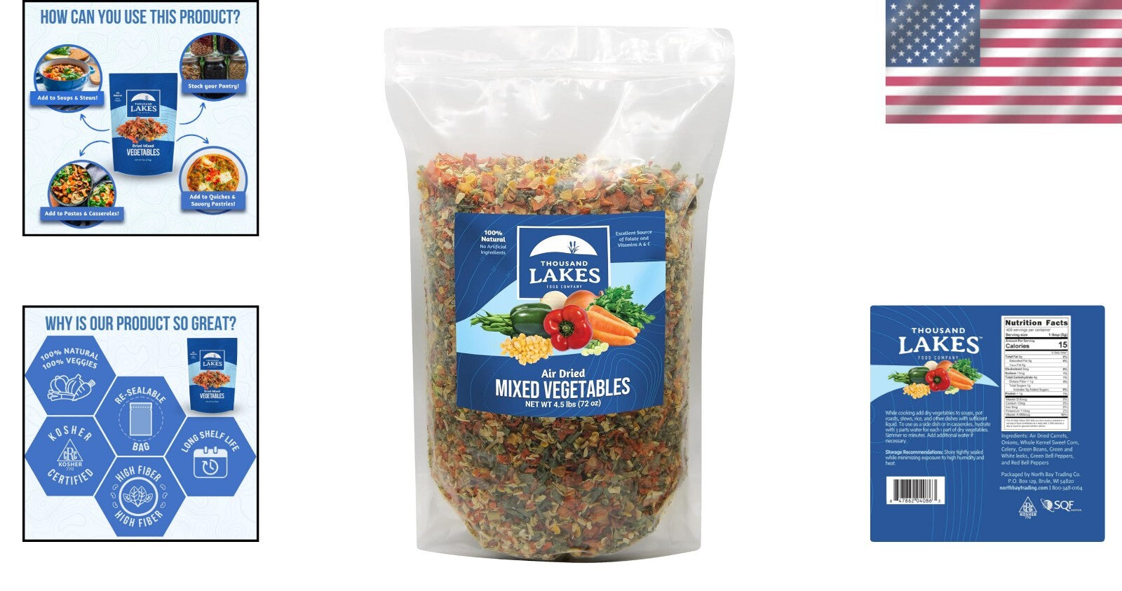Air-Dried 4.5 lb Mixed Vegetables - Natural Soup Blend, Good Source of Fiber