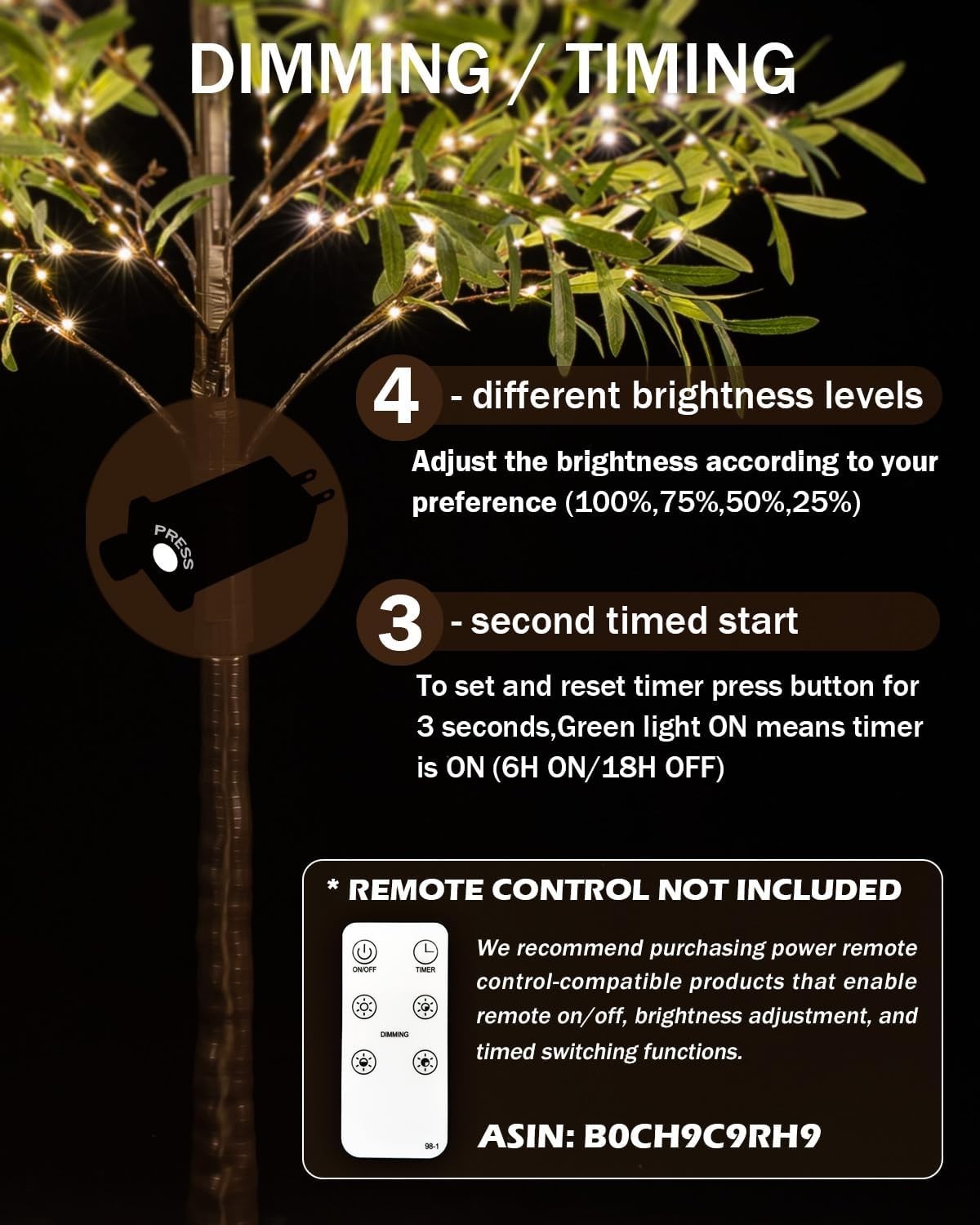 Dimmable Waterproof Olive Tree - 6ft of Warm White LED Elegance for Any Occasion