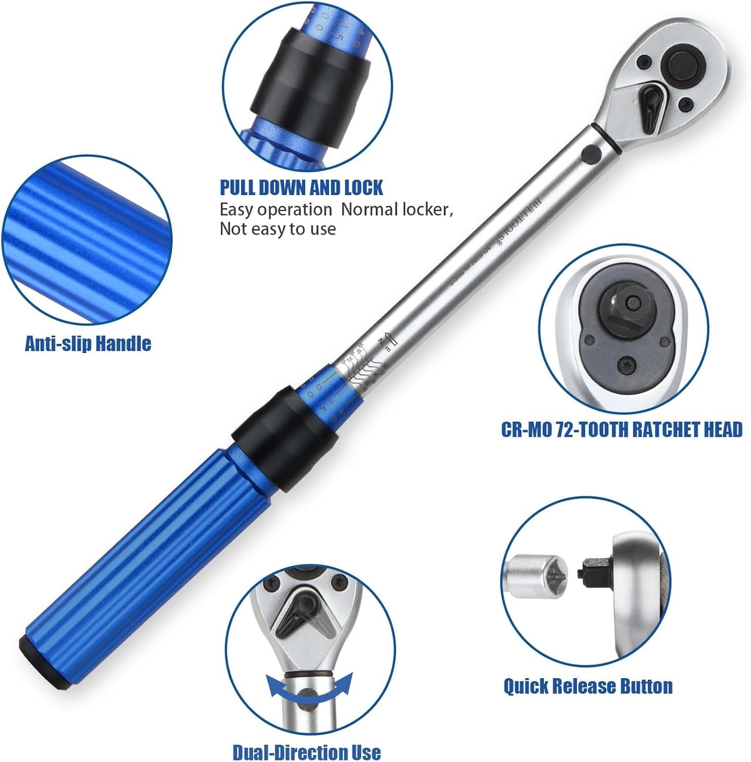 Precision Dual-Direction 3/8-Inch Drive Click Torque Wrench Set 7.4-44.3 FT.LB