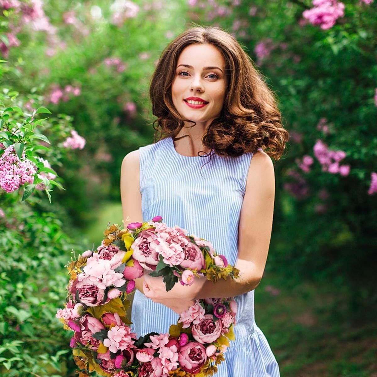 Charming 19-Inch Peony Flower Wreath - Versatile Decor for Home & Events