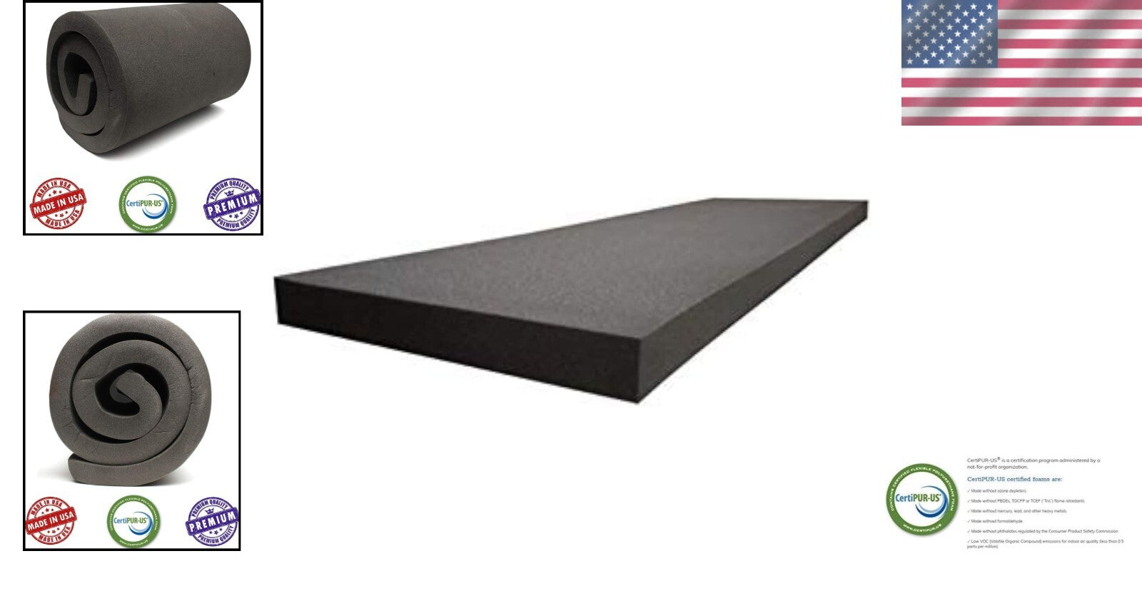 Easy-Cut CertiPUR Certified Foam Cushion - 72'' L for Custom Upholstery Projects