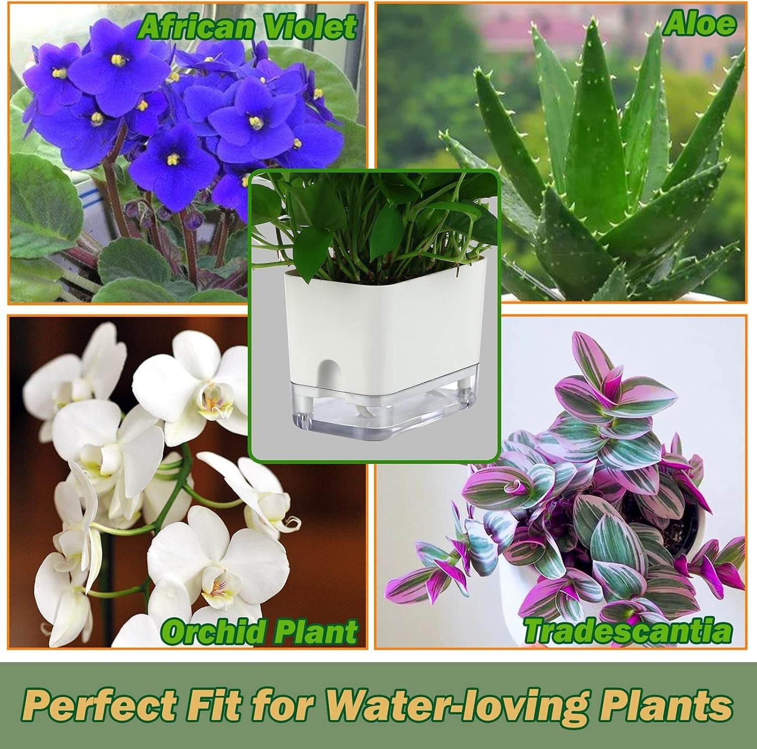 Elegant 7-Inch Self-Watering Pots for Indoor Plants – 8 Pack with Drainage Holes