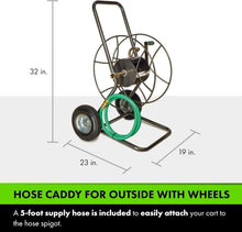 Load image into Gallery viewer, Garden-Ready Heavy-Duty Hose Cart with Wheels - Store 200' of Hose Effortlessly