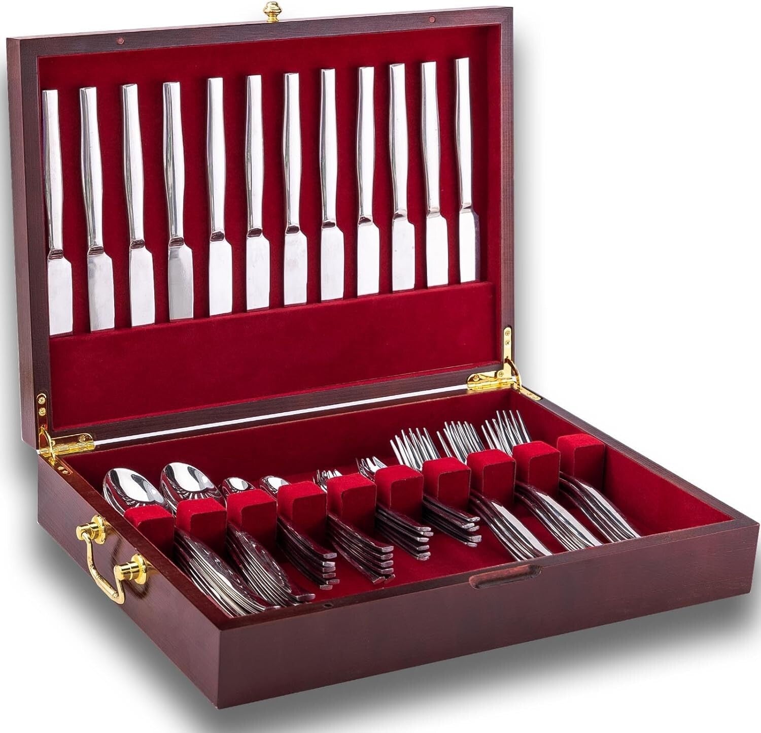 Chic Silverware Box with Carry Handle - Perfect Flatware Chest for Any Occasion