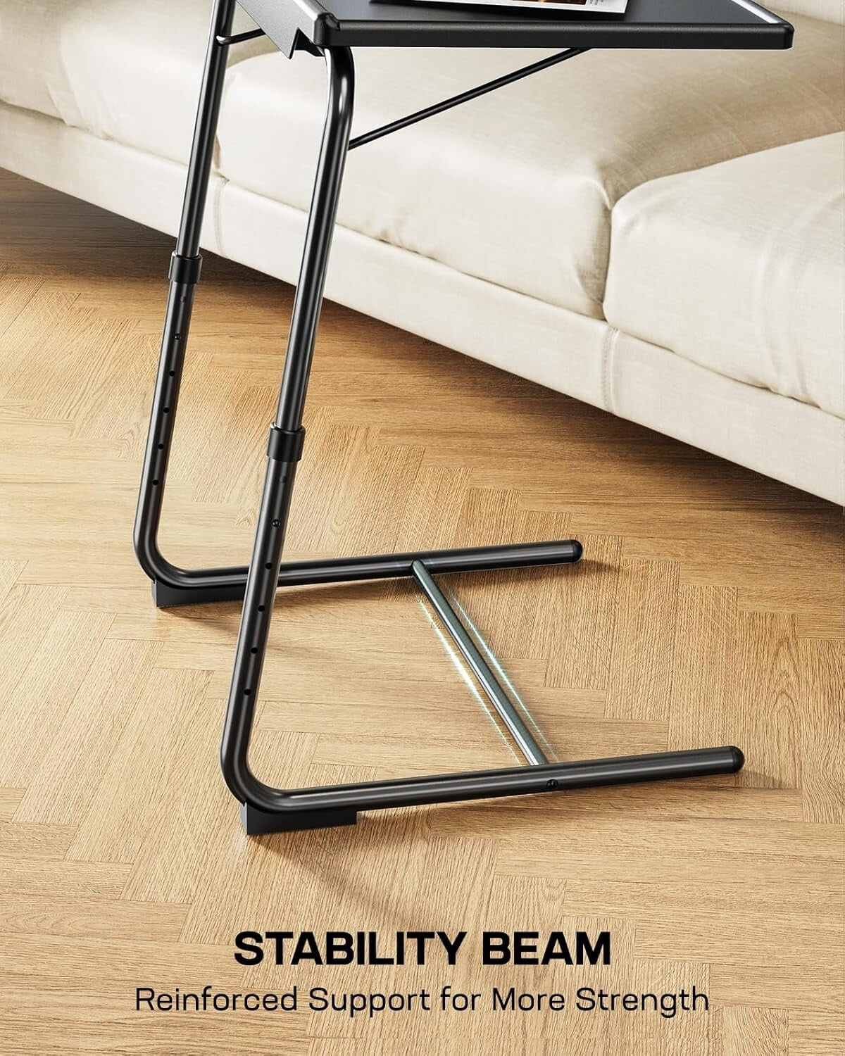 Versatile Folding TV Tray with 6 Heights & 3 Tilt Angles – Modern Black Design