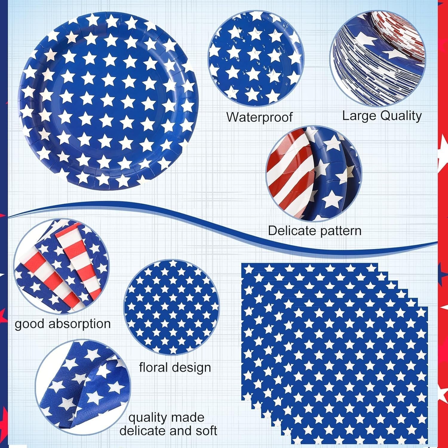 American Flag Themed 452 Pcs Disposable Party Set for 4th of July Festivities