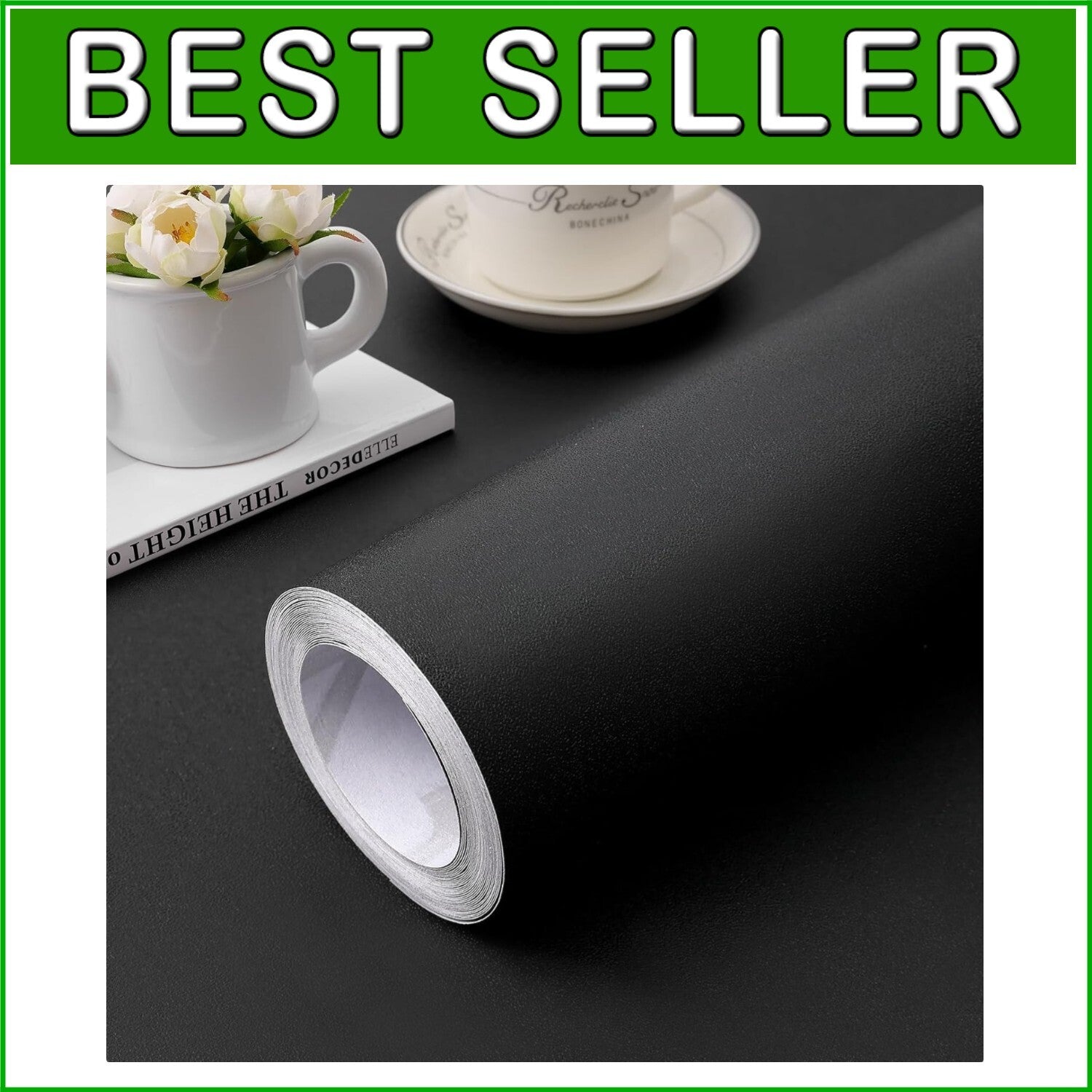 15.7" x 787.4" Black Peel and Stick Contact Paper for Effortless Decor Upgrades