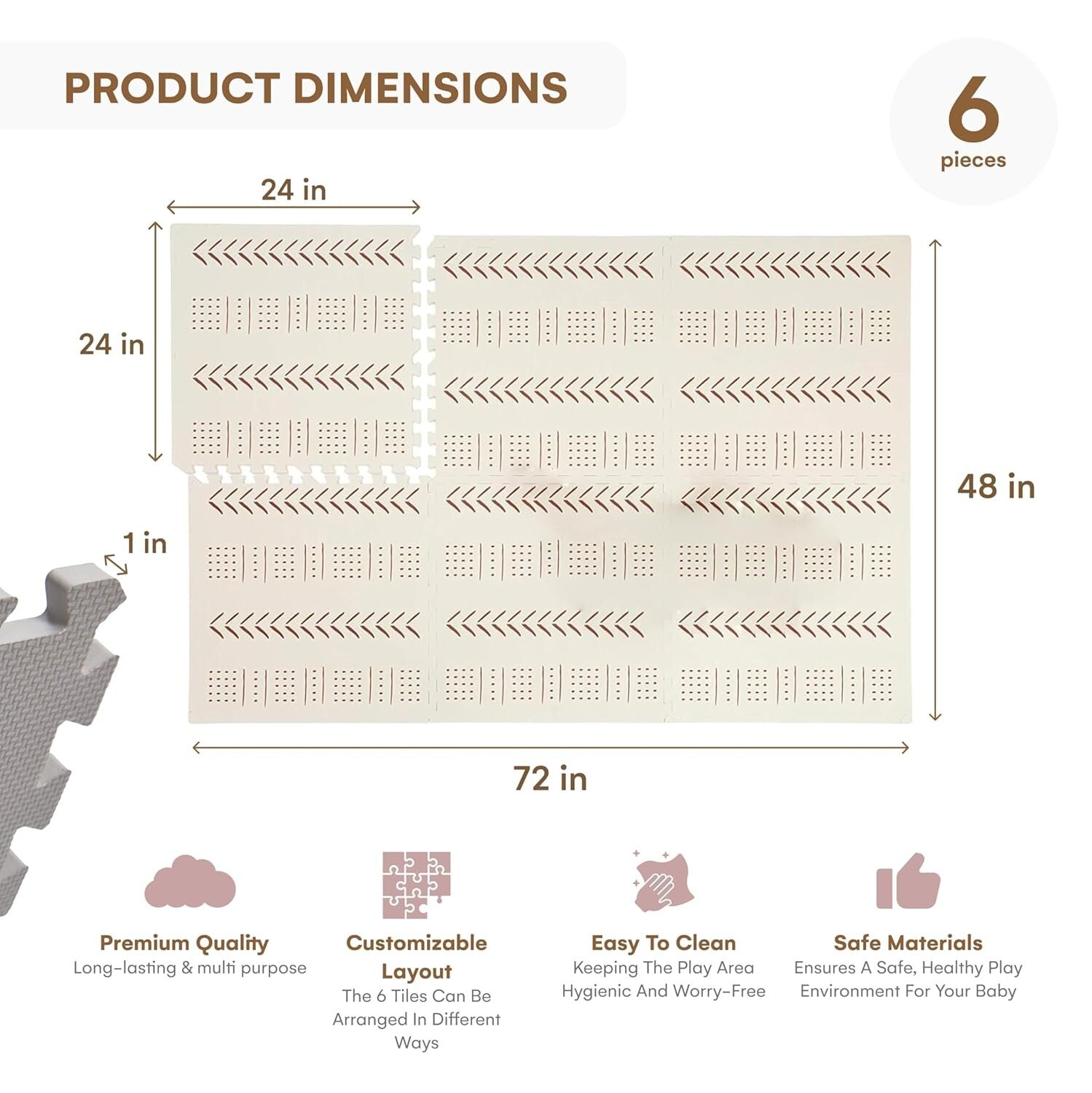 Extra-Large 72" x 48" Interlocking Play Mat - Safe Crawling Surface for Infants