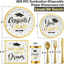 Load image into Gallery viewer, Complete 350 PCS Graduation Disposable Dinnerware for Class of 2025 Celebrations