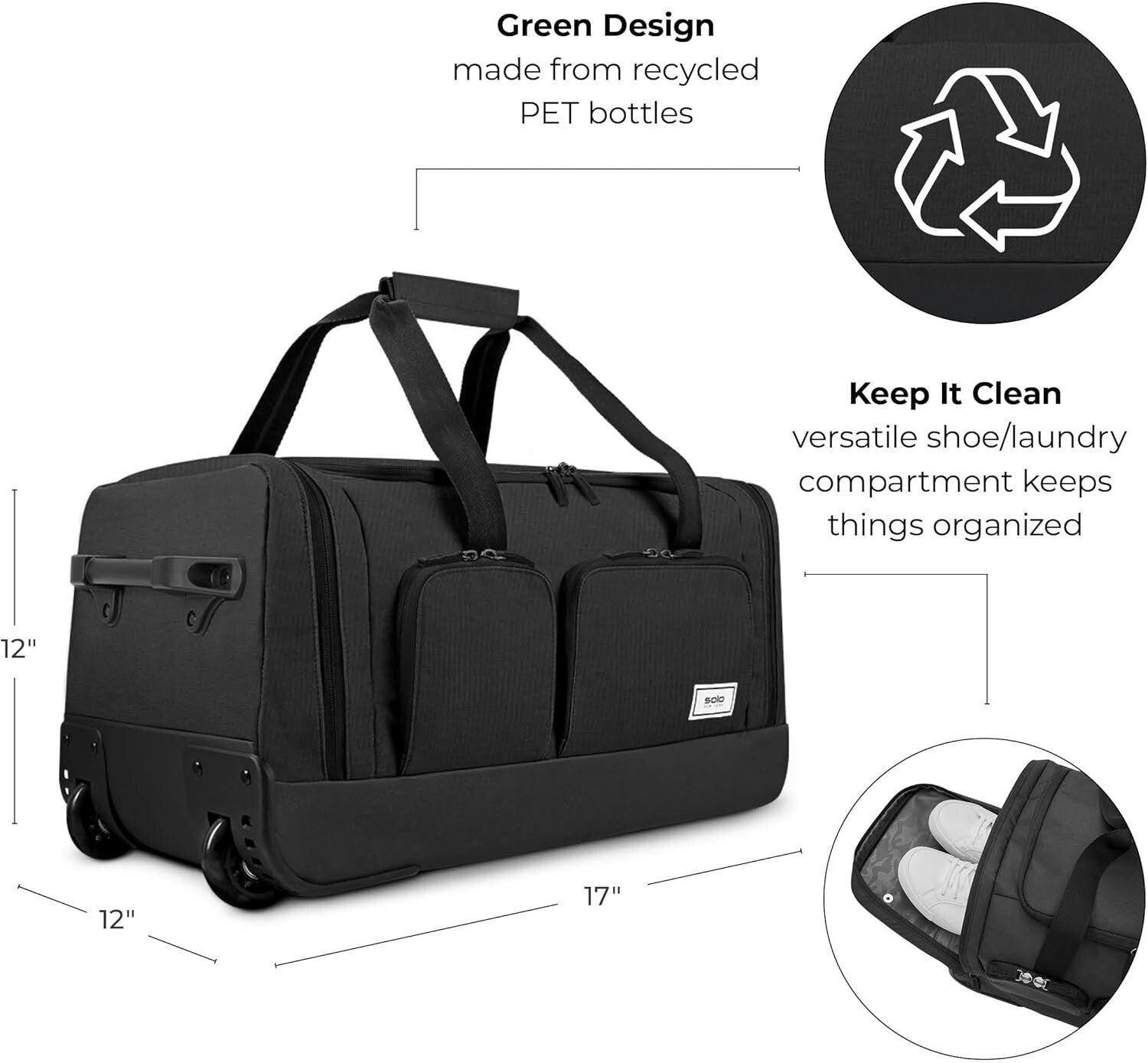 Compact 22 Inch Wheeled Duffle Bag - Lightweight Design for Modern Travelers