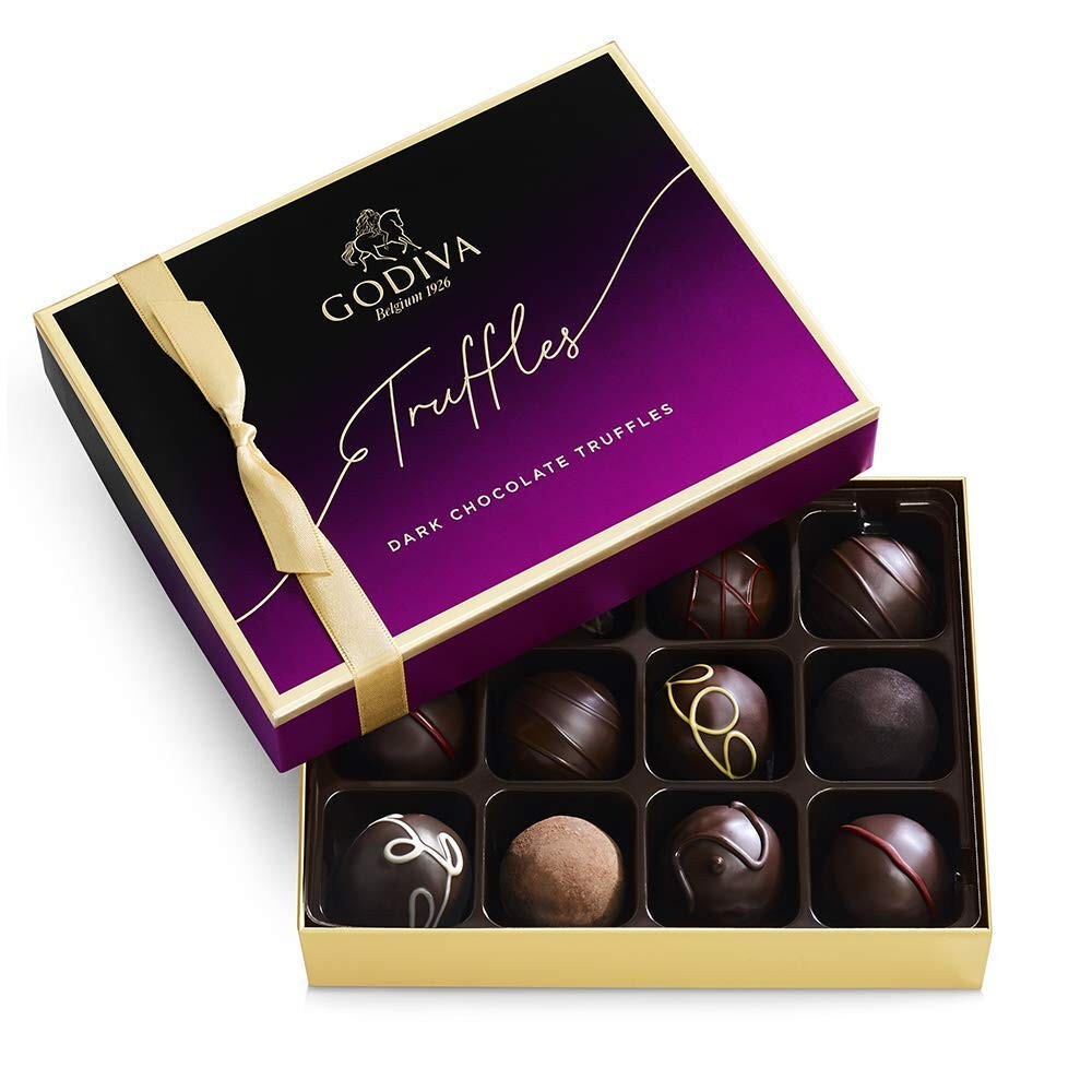 Exquisite Belgian Dark Chocolate Truffles Gift Box - 12 Assorted Delights