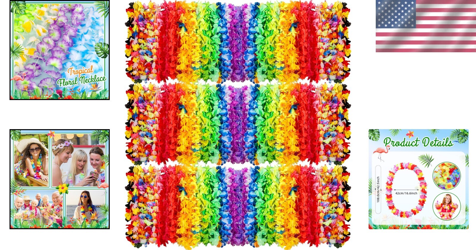 Hawaiian Lei Bulk - Vibrant Silk Flower Necklaces for Tropical Luau Parties