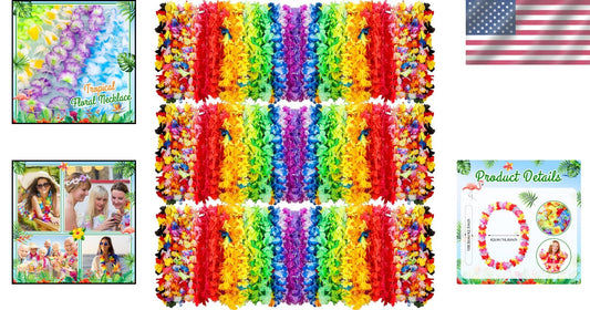 Hawaiian Lei Bulk - Vibrant Silk Flower Necklaces for Tropical Luau Parties