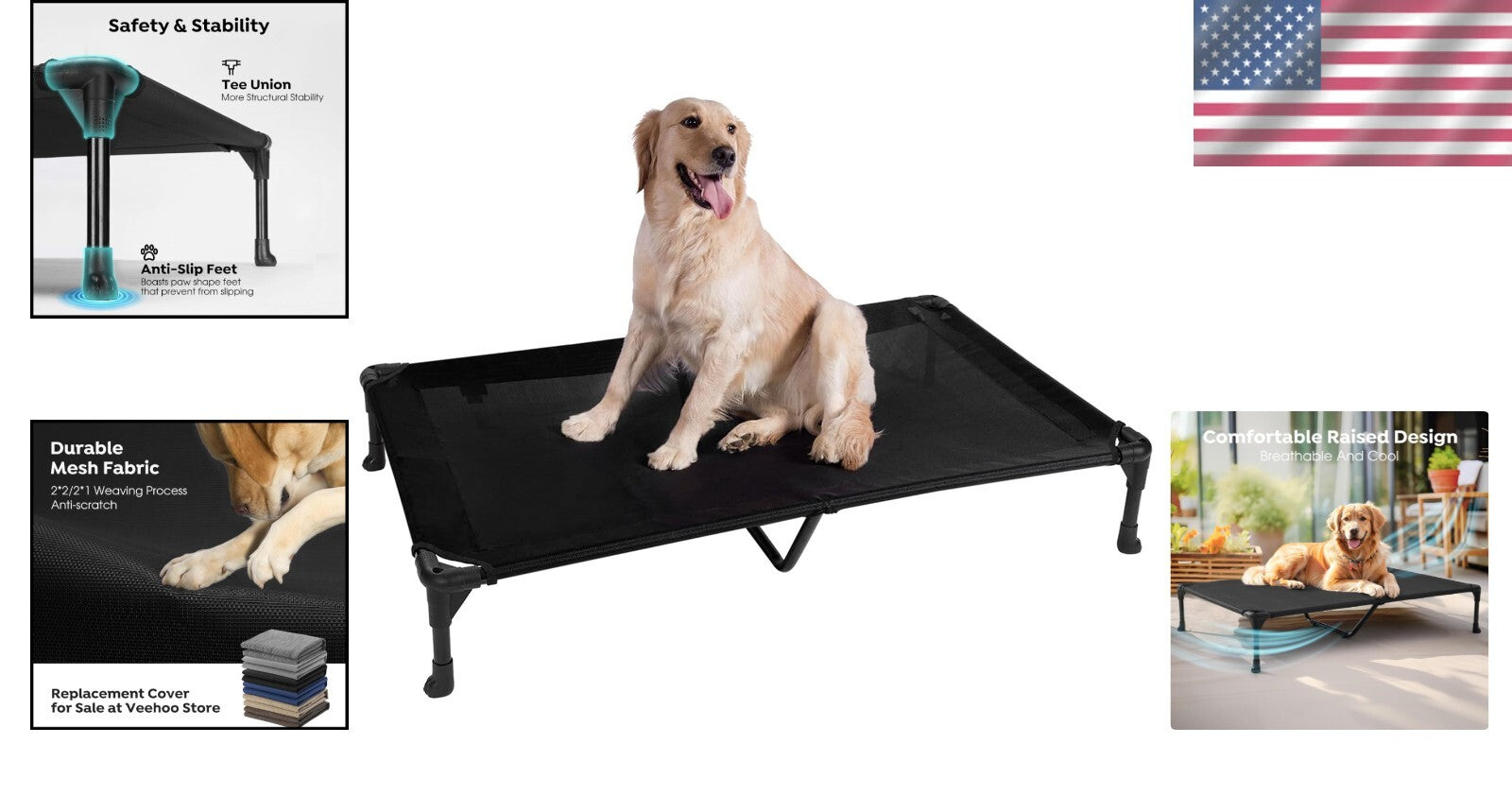 Cooling Elevated Dog Bed XL for Maximum Comfort - Easy Assembly & Travel Ready