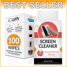 Load image into Gallery viewer, Streak-Free 70% Isopropyl Alcohol Wipes for Laptops and Electronics - 100 Count