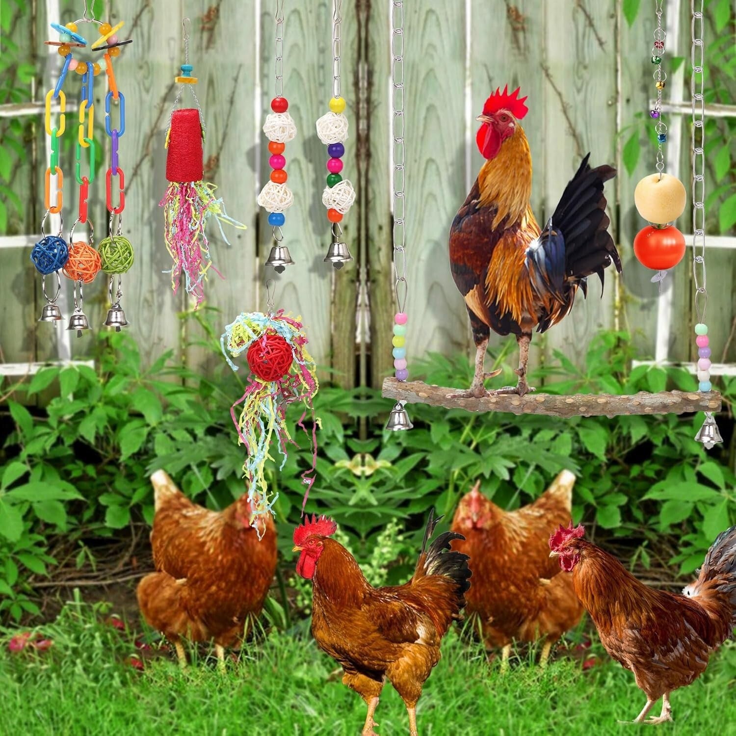 Durable Chicken Accessories Set: Perch, Swing & Fun for Backyard Hens