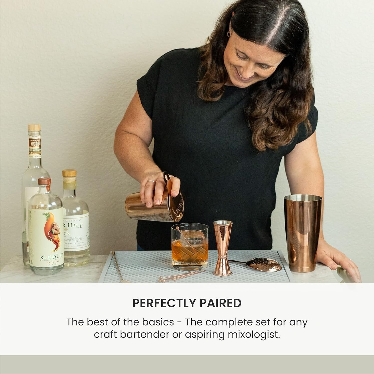 Craft Cocktails Like a Pro - 14-Piece Mixology Set with Antique Copper Finish