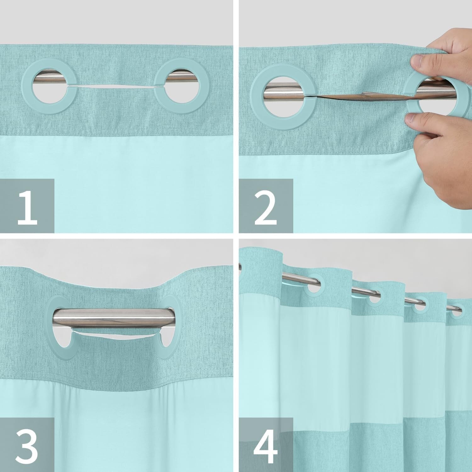 Shop Machine-Washable Linen Style Shower Curtain with Detachable Liner - 71"x86"