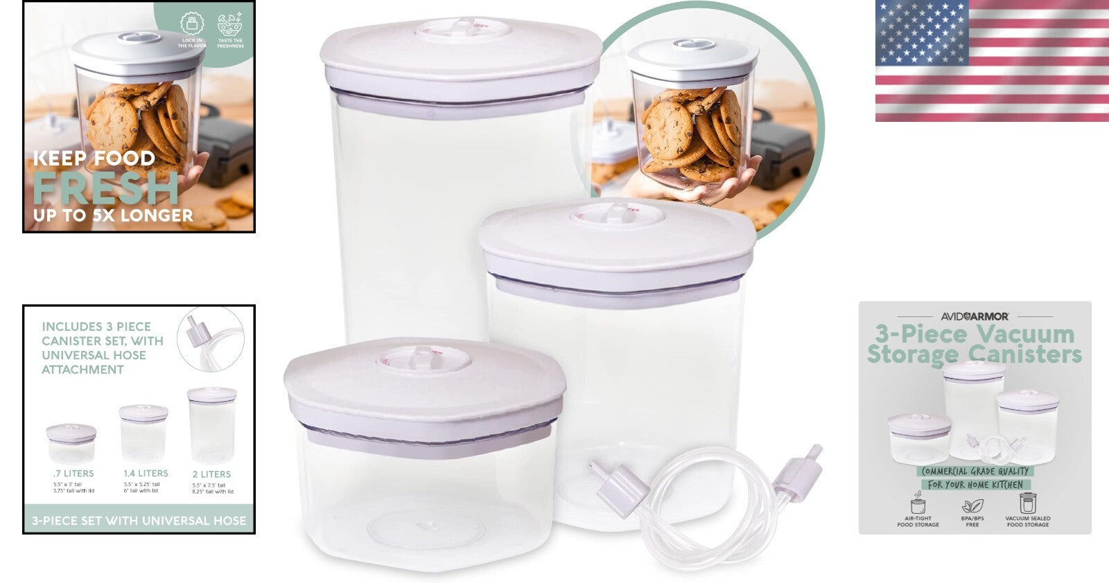 Airtight Vacuum Food Containers - Durable, BPA Free, Effortless Kitchen Storage