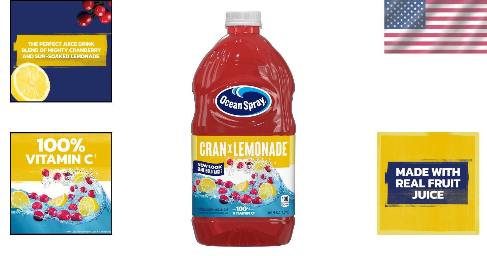 Delicious Bold Cranberry Lemonade Juice - 64 Fl Oz x 8 for Ultimate Refreshment