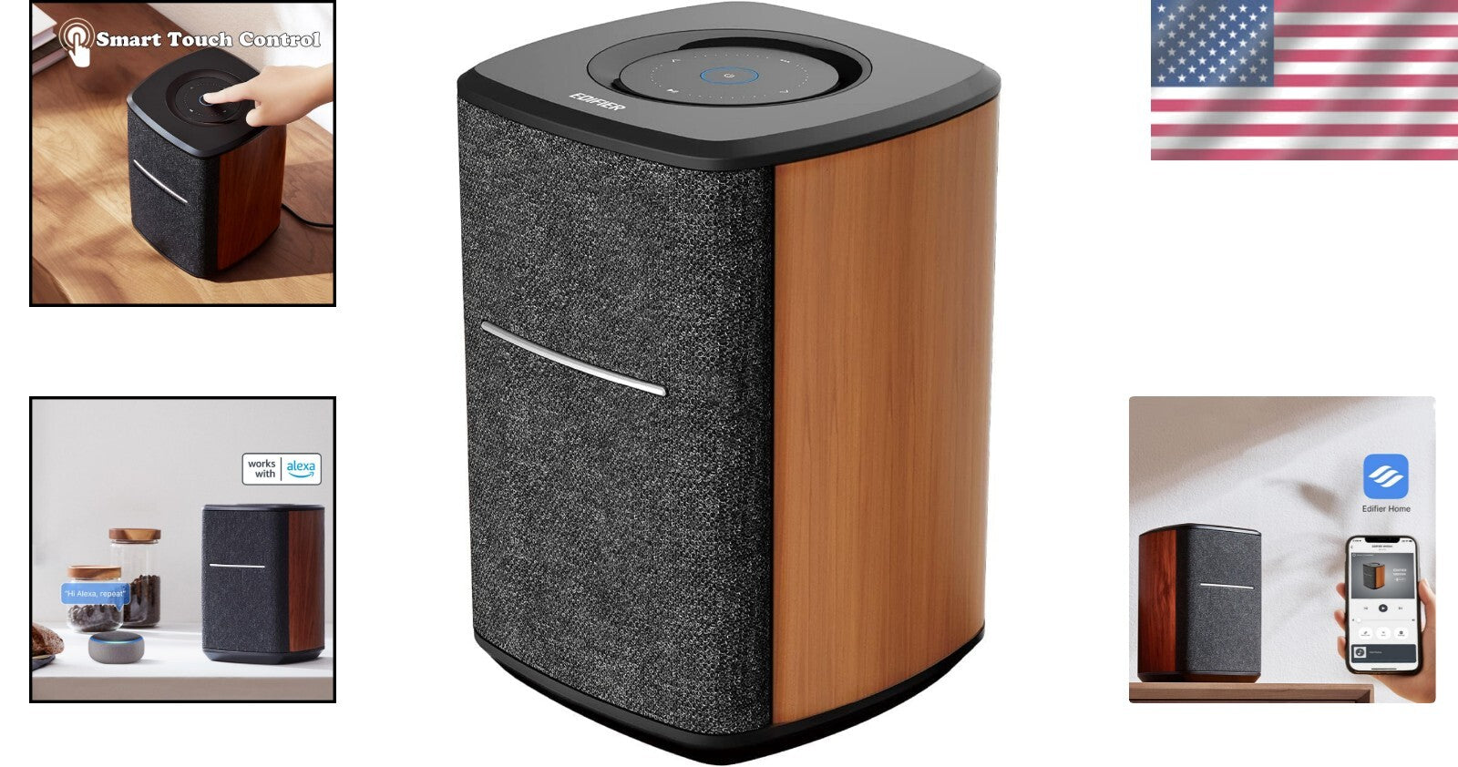 Elegant 40W Wi-Fi Smart Speaker with Stereo Playback - Privacy Microphone Free