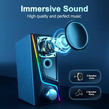 Load image into Gallery viewer, USB Powered Hi-Fi Stereo Computer Speakers with 6 Lighting Modes and Bass Boost