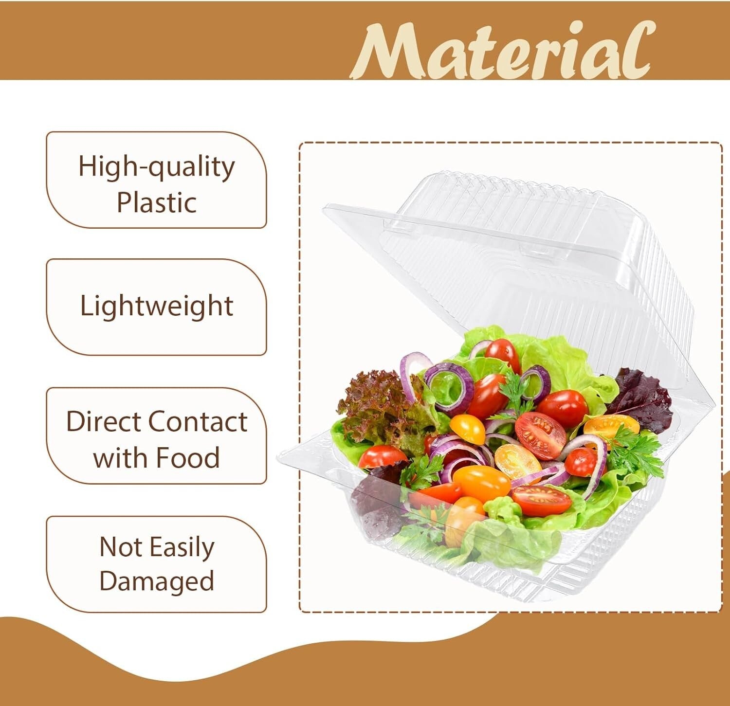 Durable 300 Pcs Hinged Takeout Containers - Lightweight & Secure Food Storage