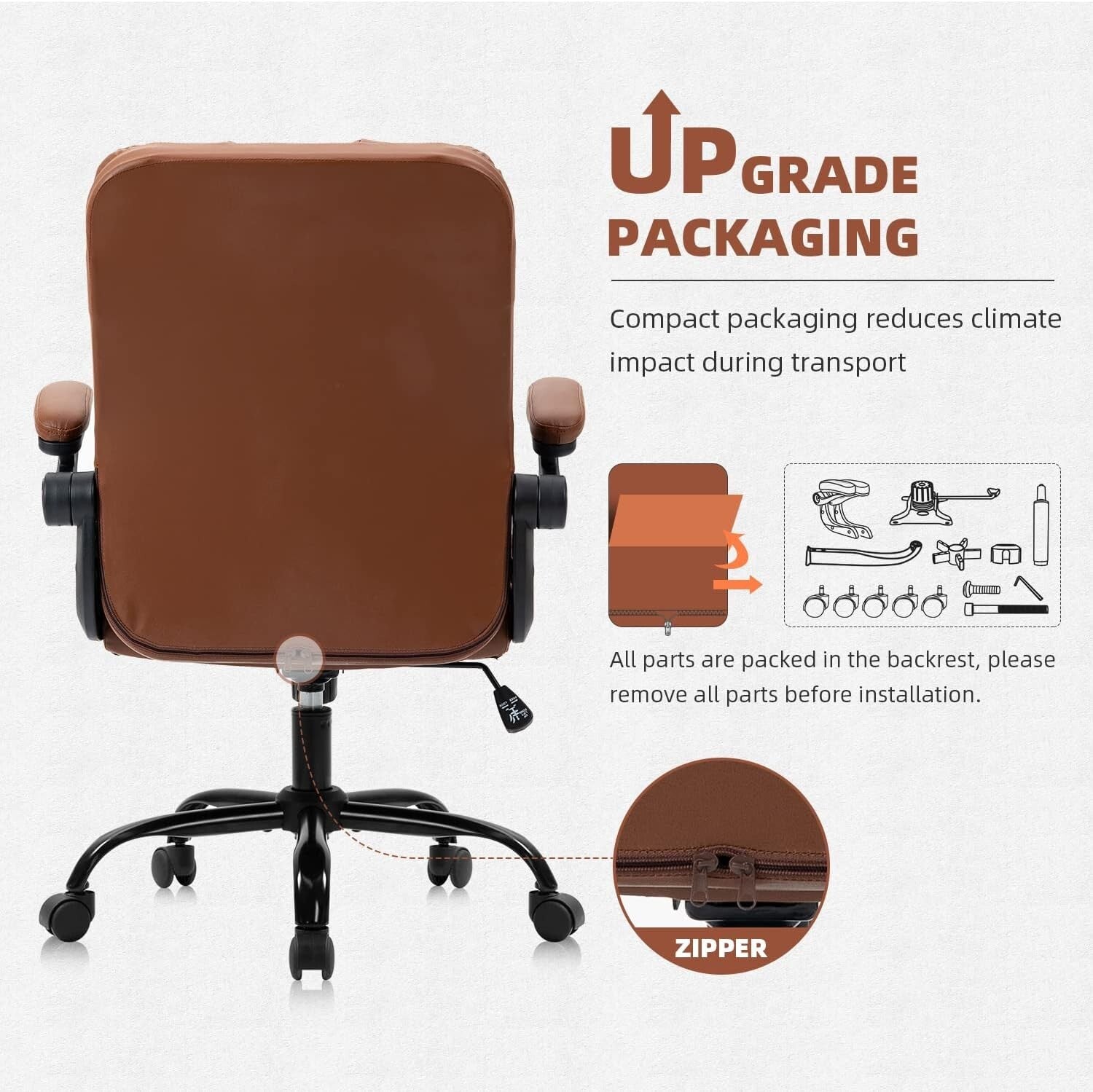 Ergonomic Rolling Swivel Desk Chair with Leather Finish for Modern Home Offices