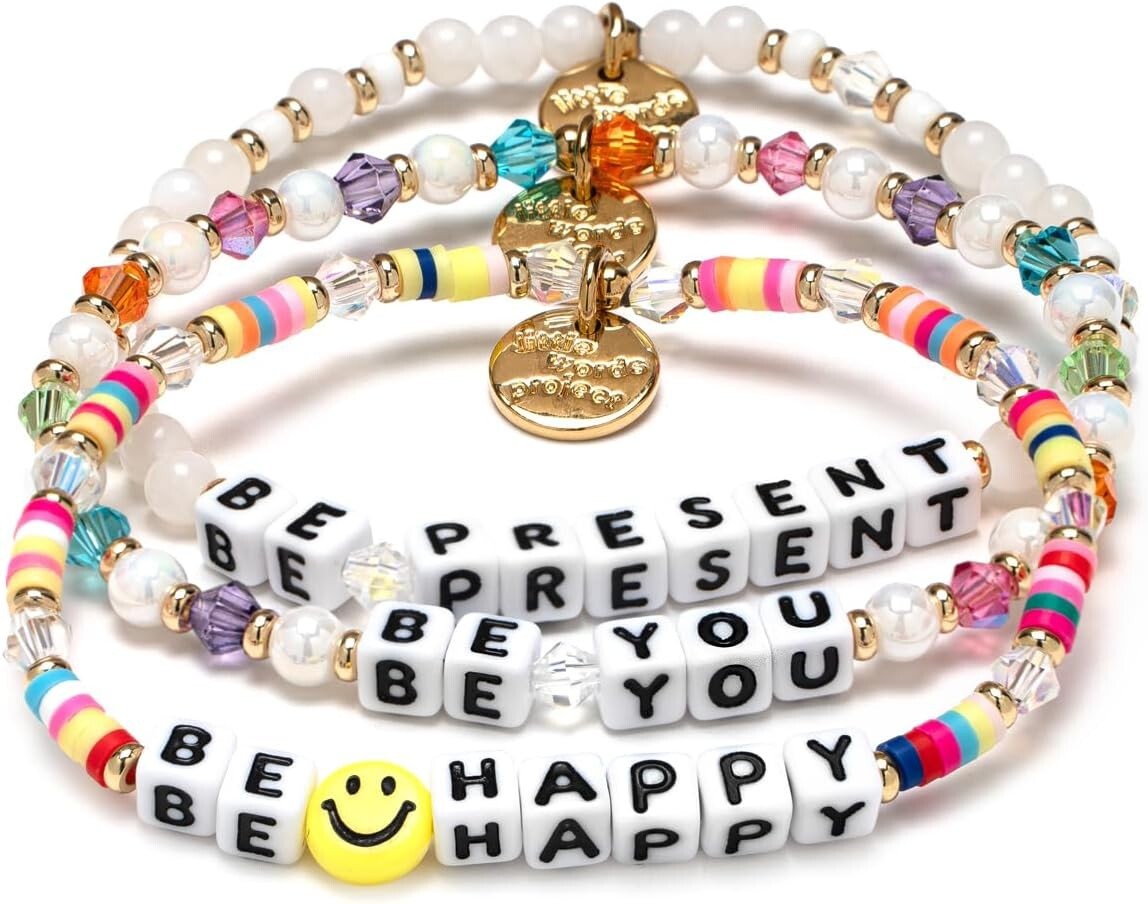 Set of 3 Positive Message Bracelets - Handcrafted Jewelry for Empowerment