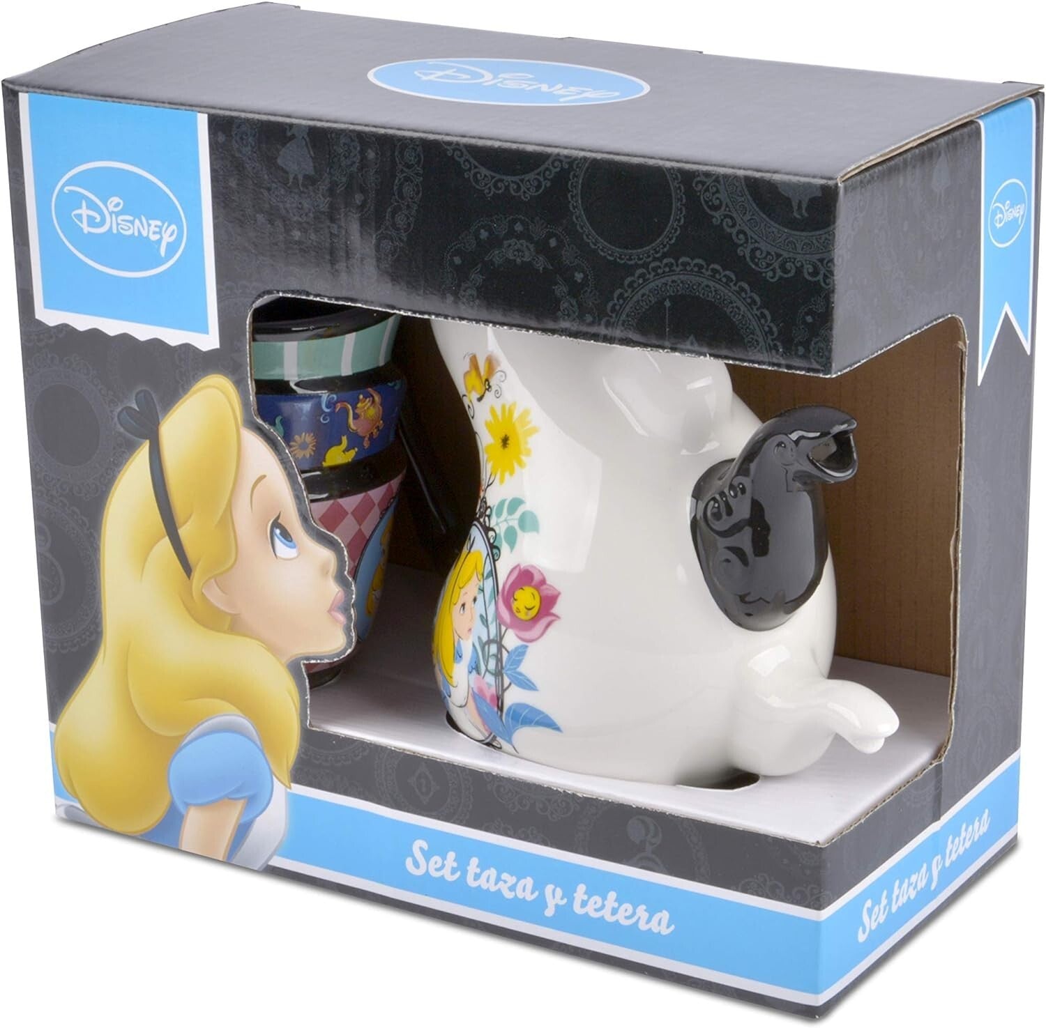 Artisan Hand-Painted Disney Alice Teapot and Cup Set - Unique Limescale Design