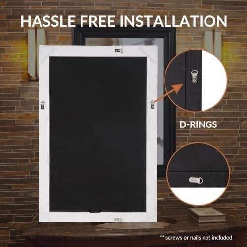 Transitional Rectangular Wall Mirror in Matte Black - Ready to Hang Style