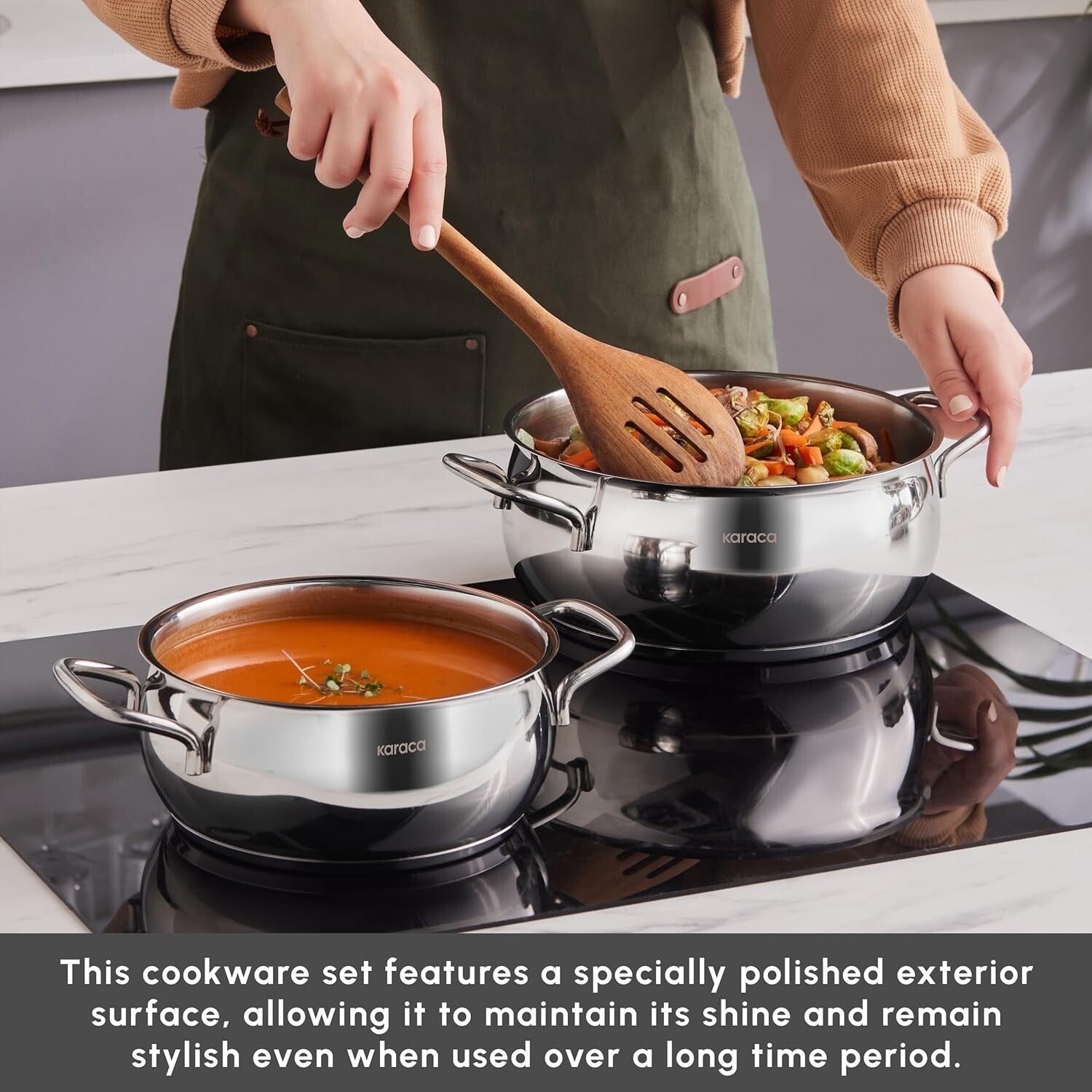 Durable 10-Piece Stainless Steel Cookware Set - Pot, Deep Pot, Casserole & More