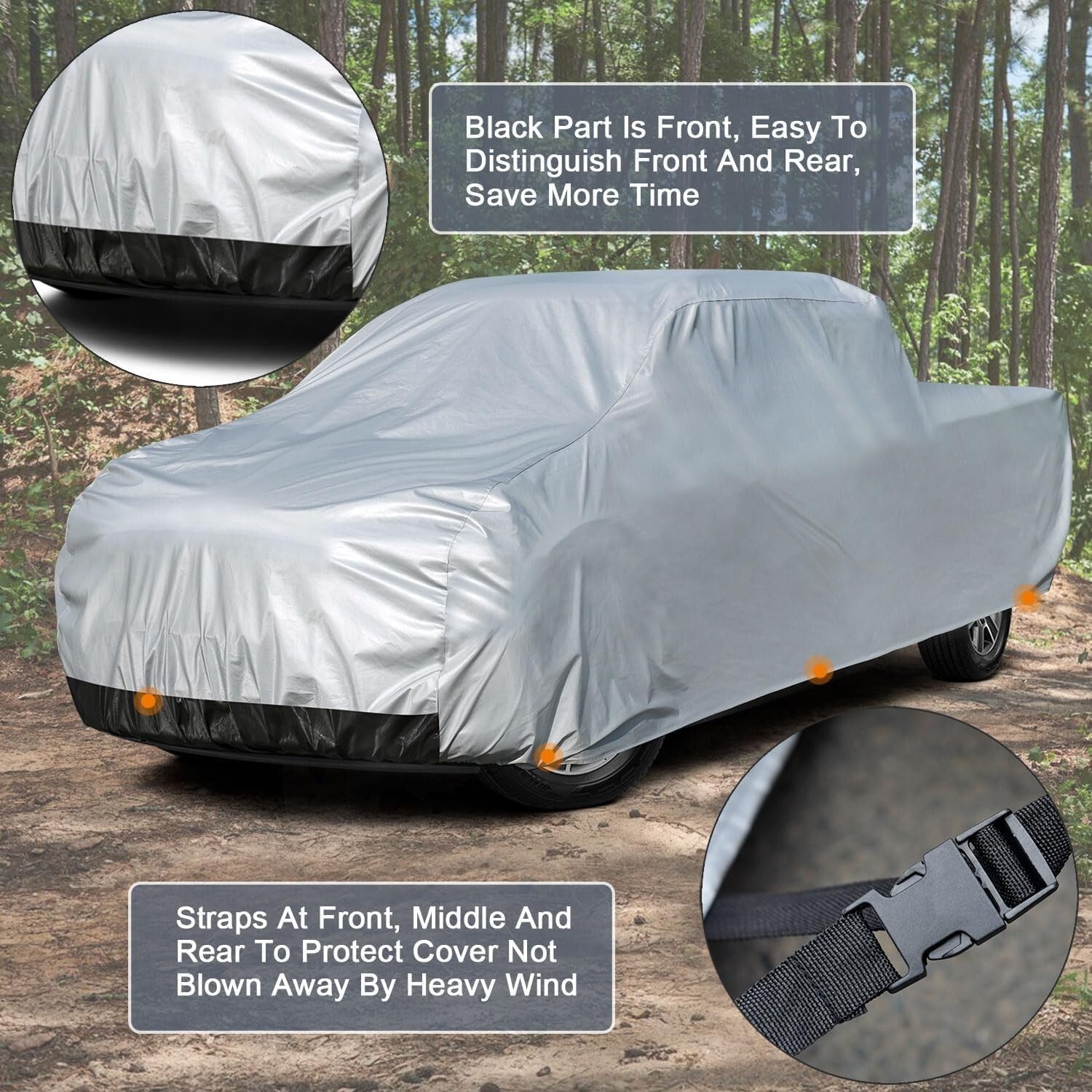 Extra Large Waterproof Truck Cover - Heavy Duty Sun and Rain Protection, 250 in
