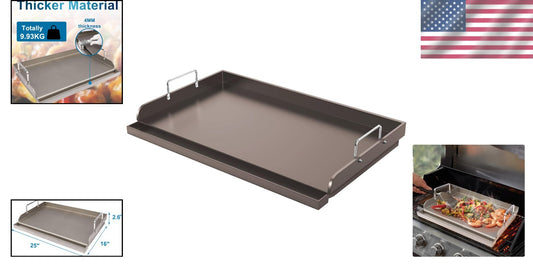 Durable Cast Iron Griddle for Gas Grill - 25" x 16" for Perfect Outdoor BBQs
