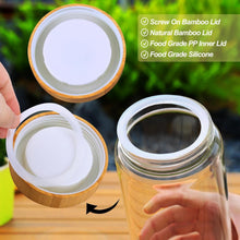 Load image into Gallery viewer, Versatile 3-Pack Airtight Glass Food Storage Canisters with Bamboo Lids - 80oz