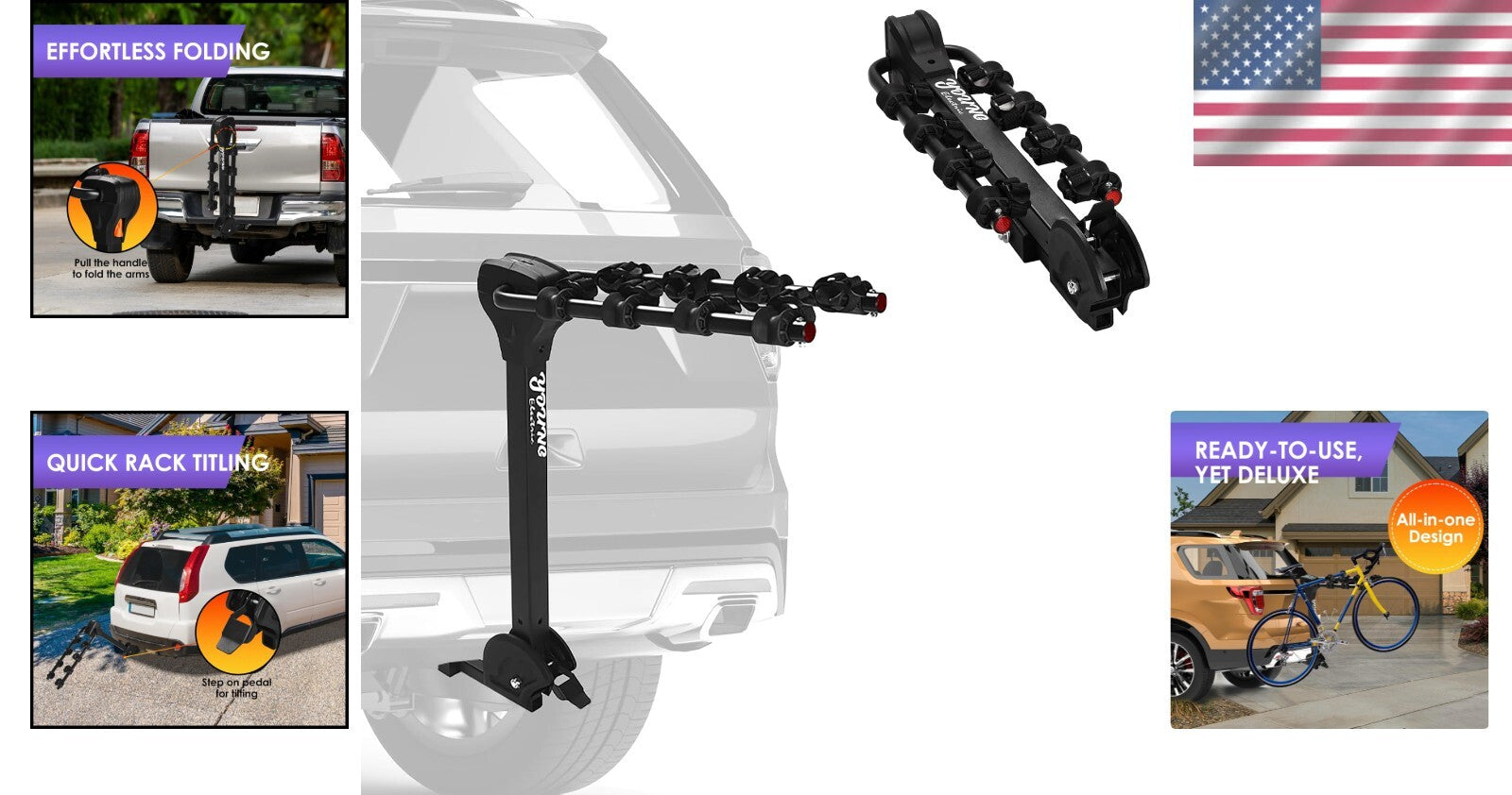 4-Bike Tilting Hitch Carrier with Convenient Pedal - For All Your Adventures