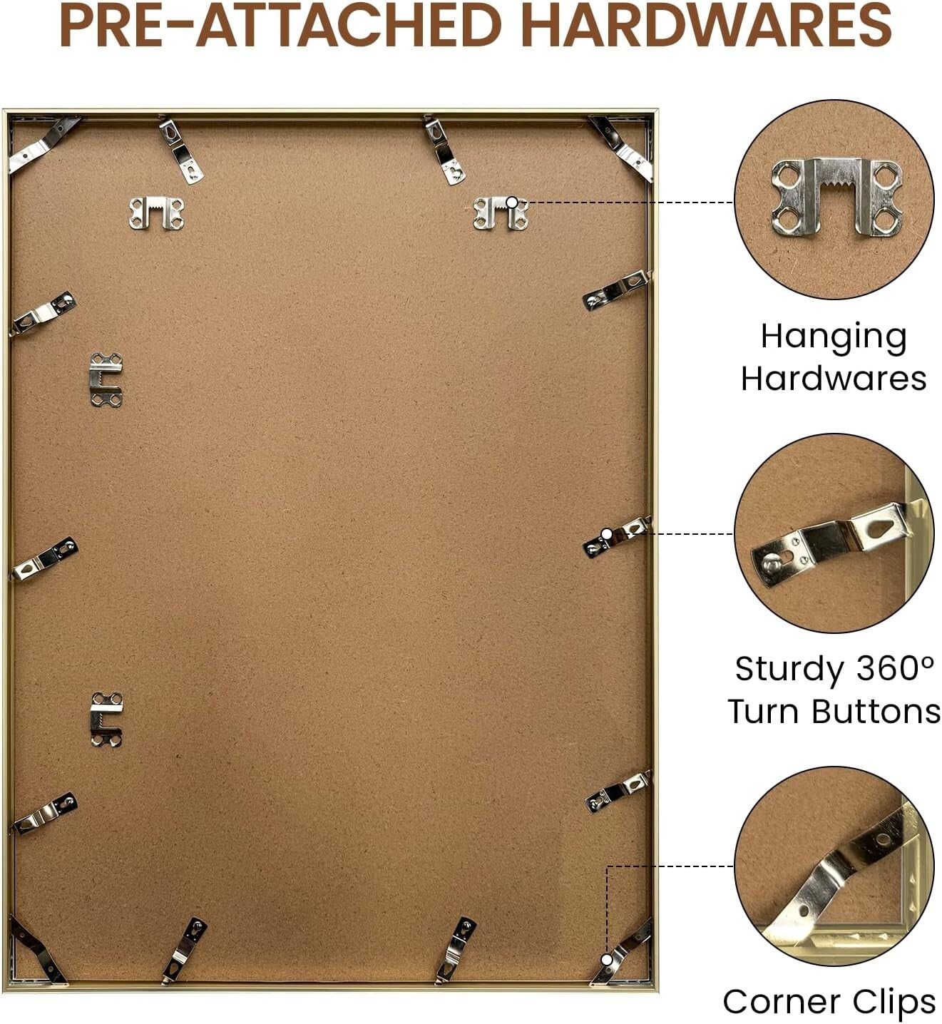 17x23 Gold Aluminum Picture Frame with HD Tempered Glass - Dual Display Elegance