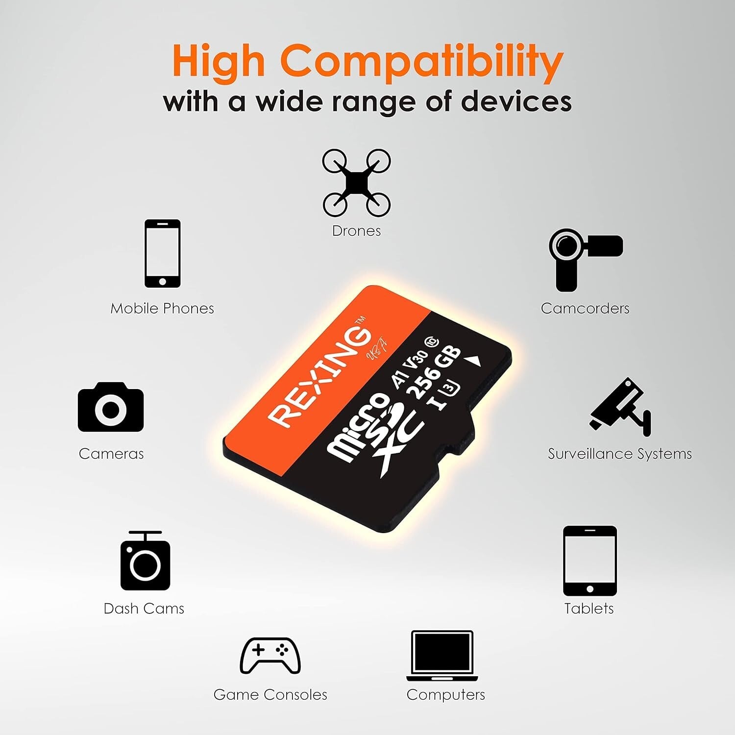 Versatile 256GB MicroSDXC Card with Adapter - Ideal for Cameras & Smartphones