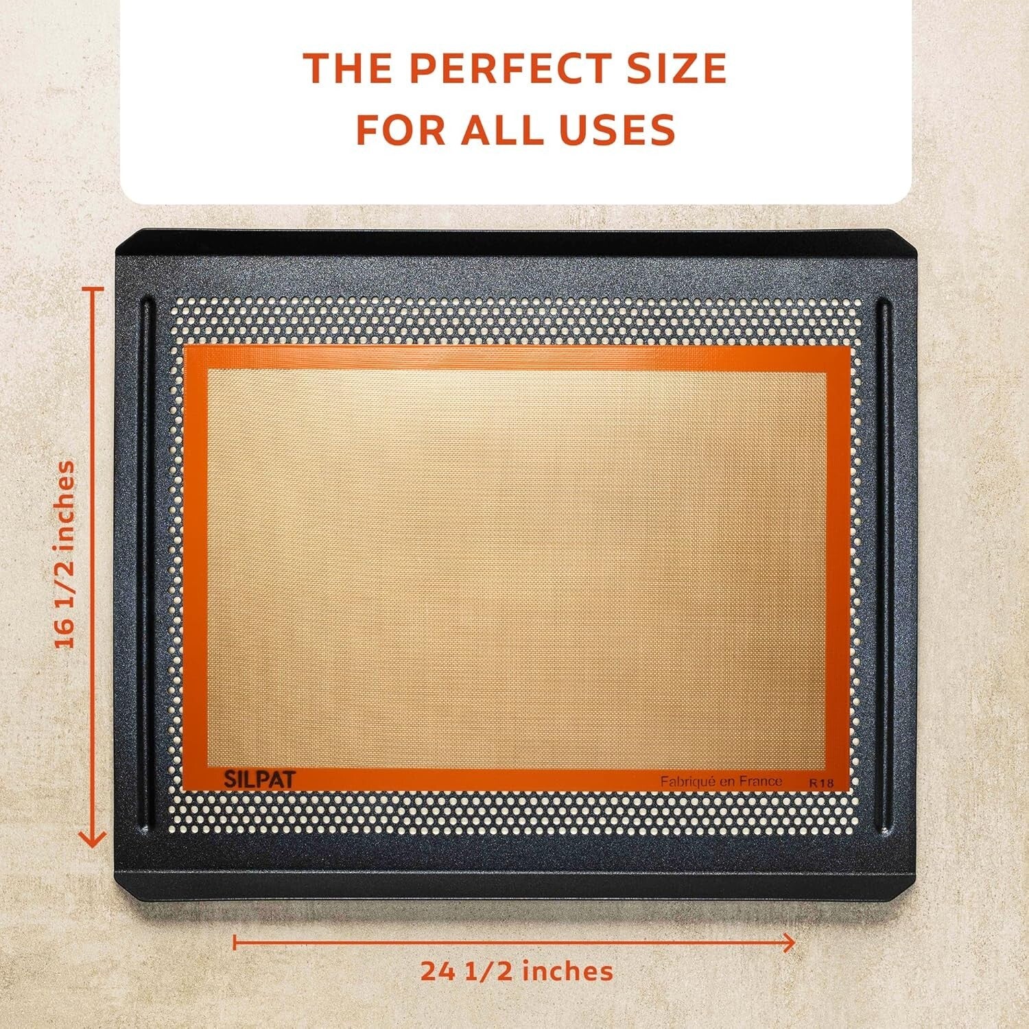 Full Size Non-Stick Silicone Baking Mat (16.5" x 24.5") - Ideal for All Recipes