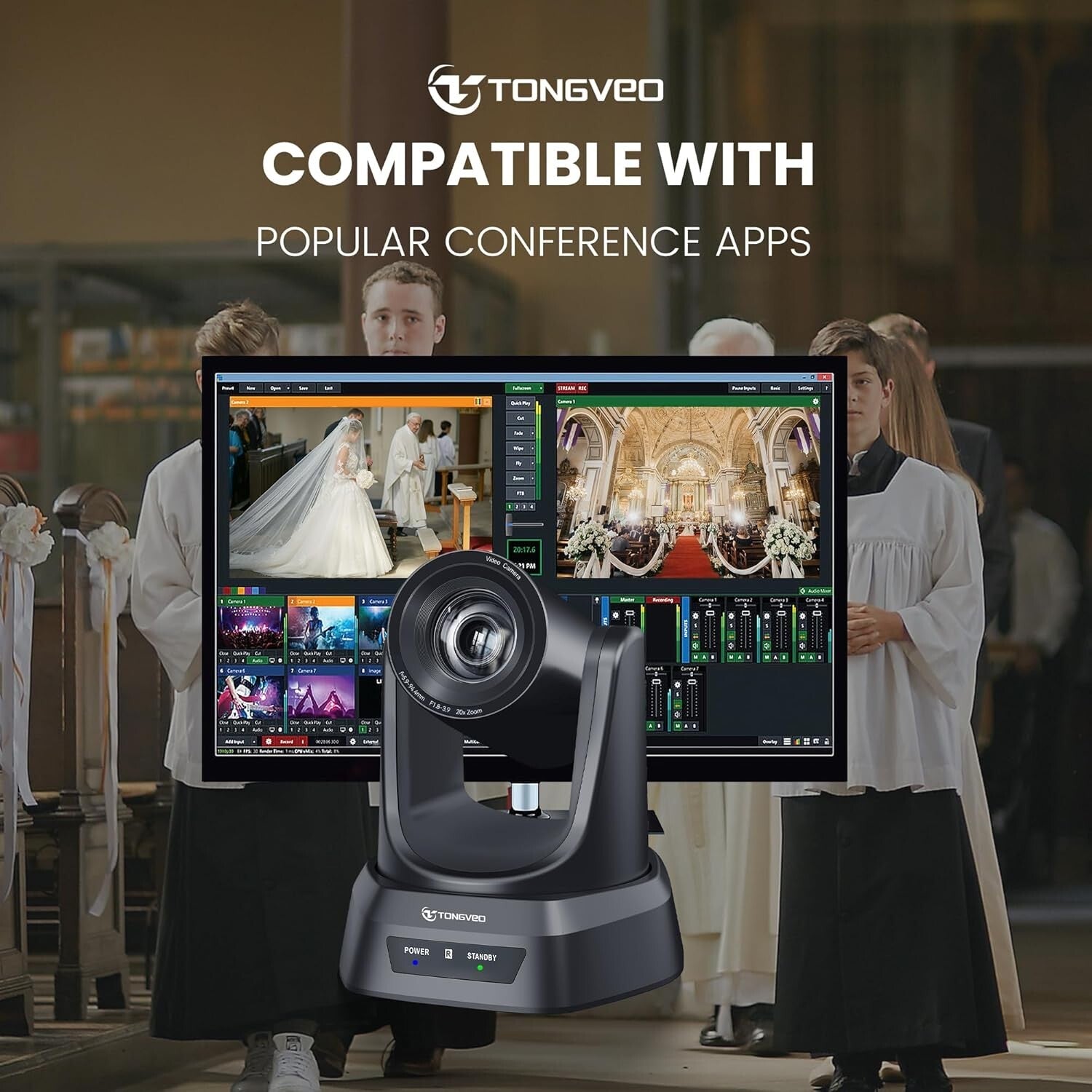 High-Definition 1080P PTZ Camera with 20X Zoom for Seamless Streaming & Lectures