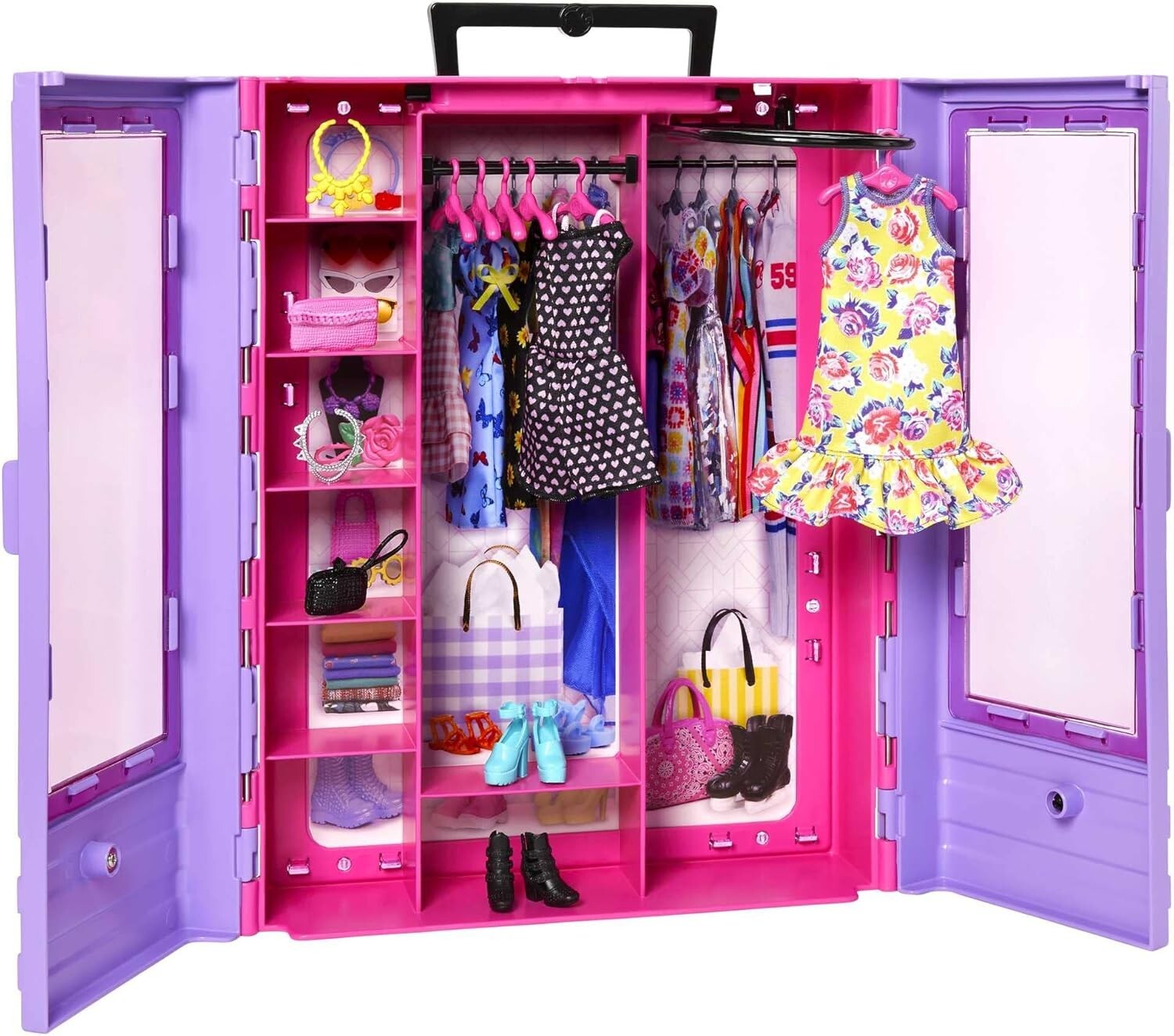Doll Wardrobe Organizer: Fashionistas Ultimate Closet with 3 Stylish Outfits