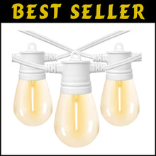 Load image into Gallery viewer, 48ft Outdoor String Lights with 16 Shatterproof LED Bulbs - Dimmable &amp; Weathe...