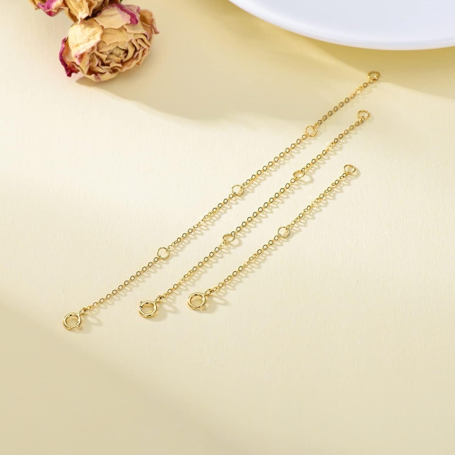14K Gold Adjustable Necklace Extender 2-4 Inch for Elegant Jewelry Versatility