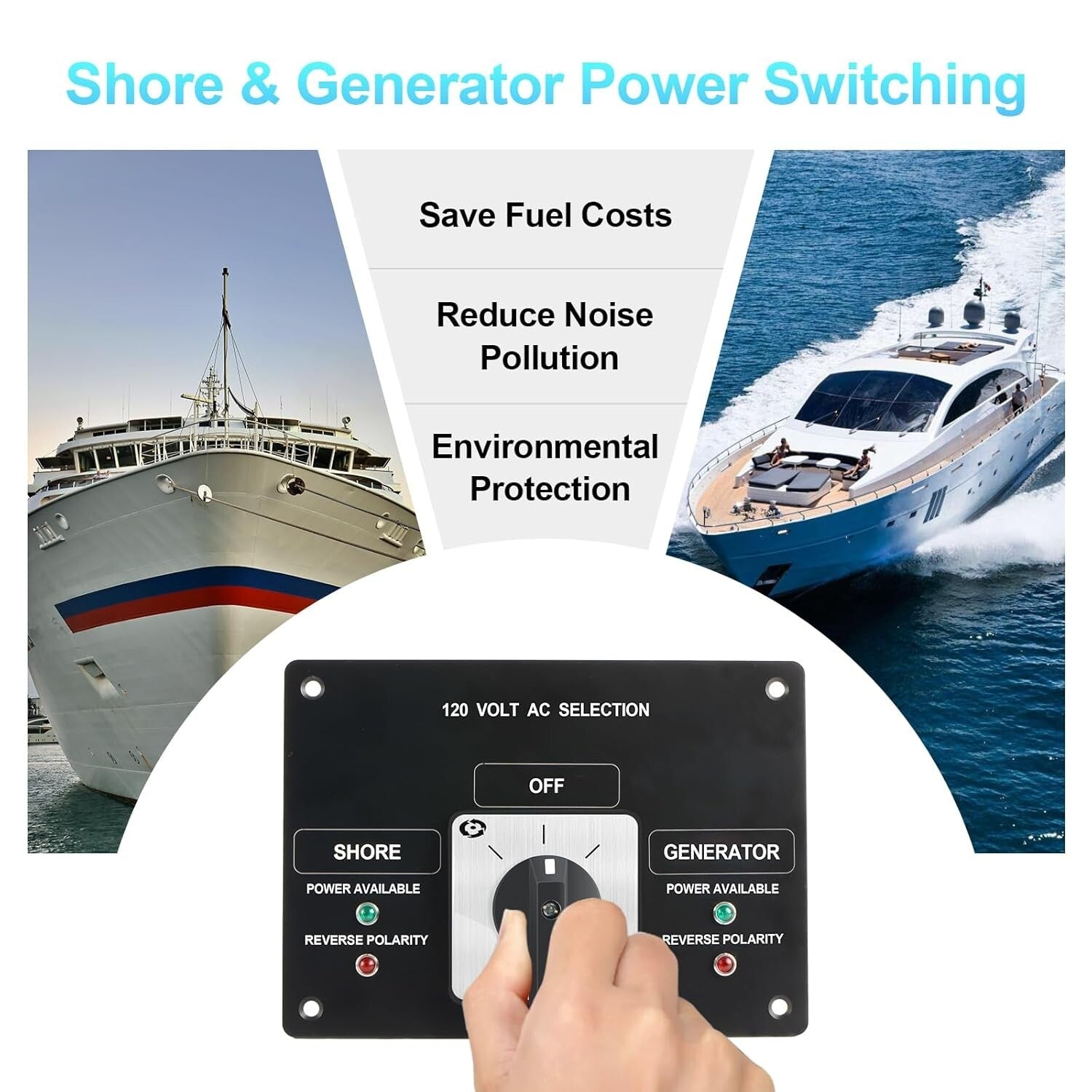 Compact Rotary Selector Switch - 120V 30A with Reverse Polarity Indicator
